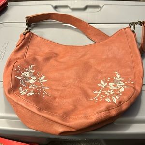 Target purse brown embroidered with flowers